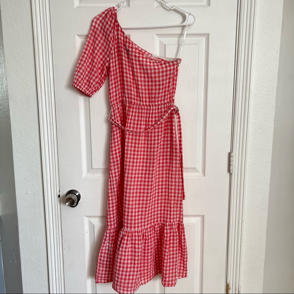 Donna Morgan | Short Sleeve Plaid Linen Midi Shirt Dress - Picture 3 of 10